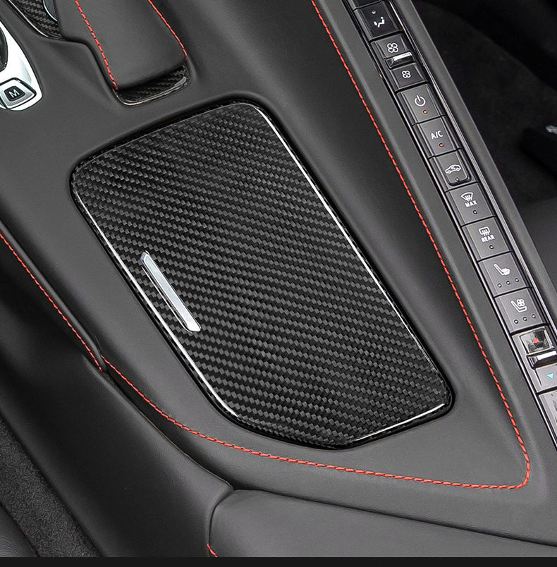20+ Corvette C8 Platinum Series Dry Carbon Fiber Cupholder Cover w/ Gloss Finish by CPG