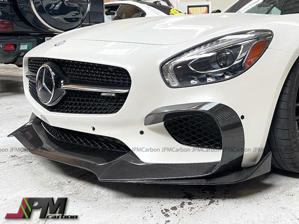 RT Style Carbon Fiber Front Add-on Lip Fits For 2015-2016 Mercedes-Benz C190 GT GTS Only