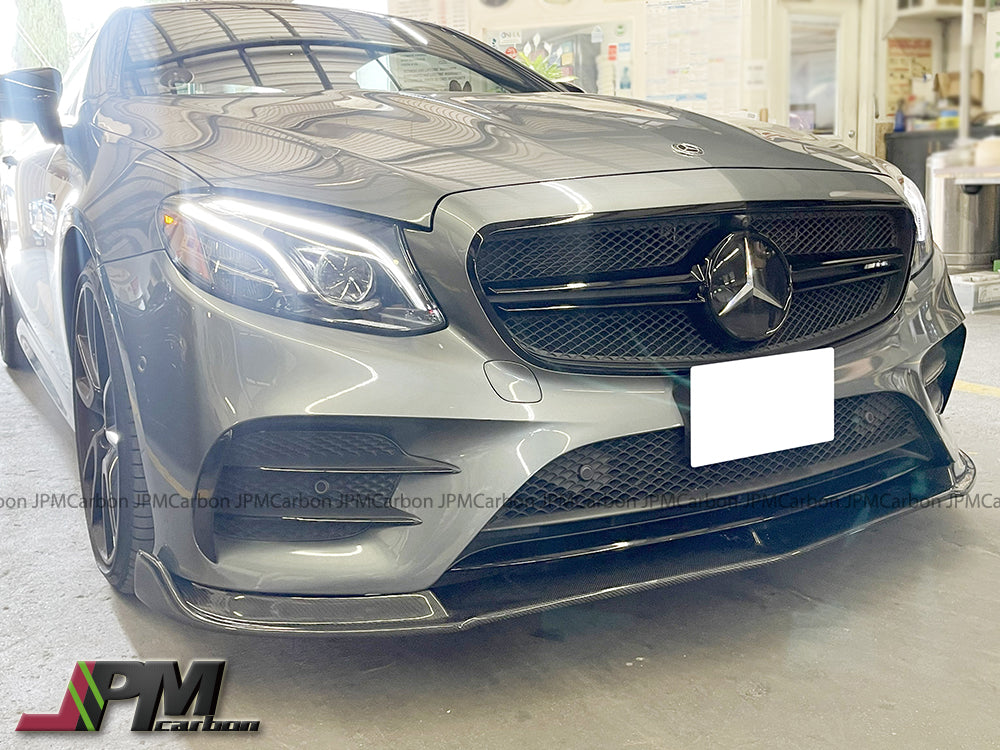 DP Style Carbon Fiber Front Bumper Add-on Lip Fits For 2017-2019 Mercedes-Benz C238 Pre-Facelift E-Class Sedan with AMG Sport Package Only