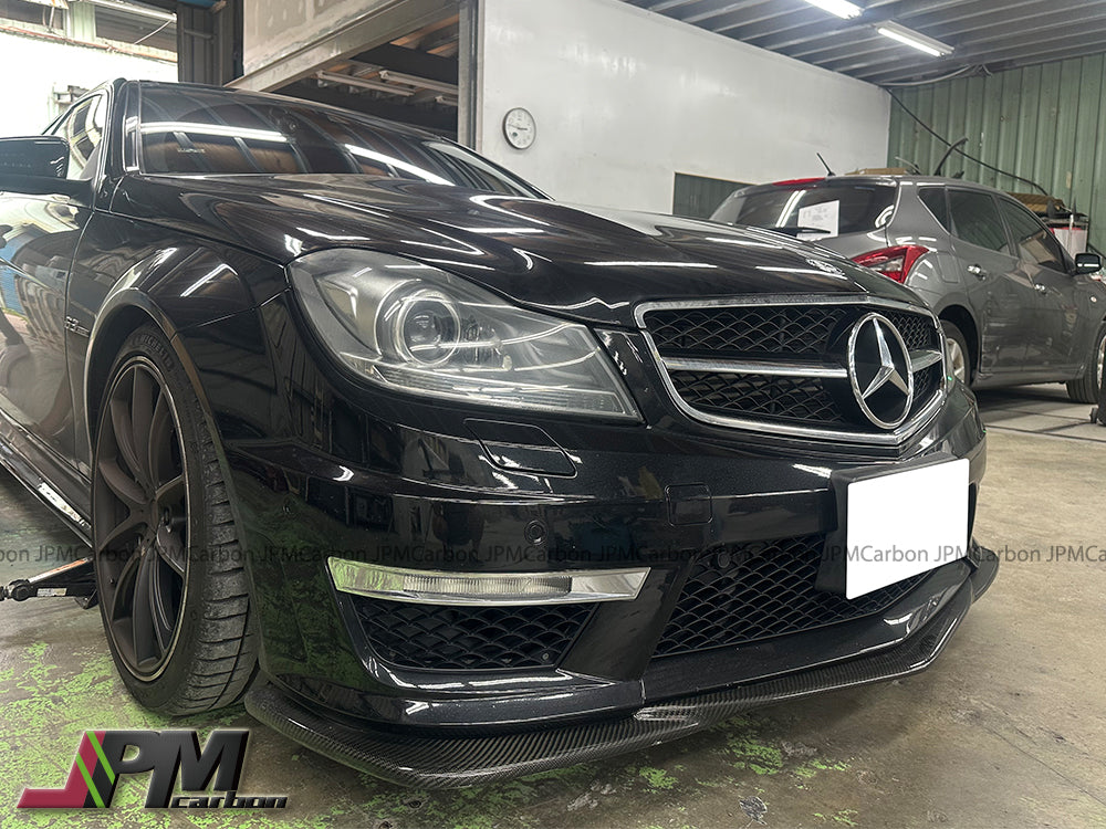 GH Style Carbon Fiber Front Bumper Add-on Lip Fits For 2012-2014 Mercedes-Benz W204 C204 Facelift C63
