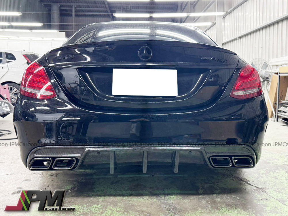 Big Fins Style Carbon Fiber Rear Diffuser Fits For 2015-2020 Mercedes-Benz W205 C63 C63S Sedan