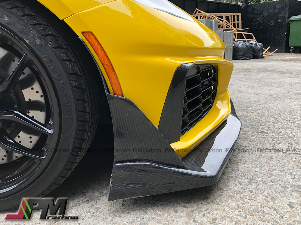 Carbon Fiber Tow Sides Winglets Fits For 2014-2019 Chevrolet Corvette C7 w/ Replica ZR1 Bumper