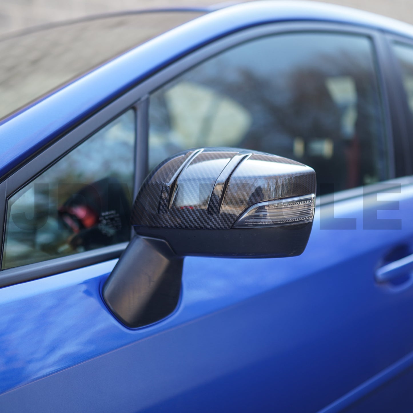 JDMuscle Tanso R2 Style Carbon Fiber Side Mirror Covers/Replacement with Turn Signal - 2015+WRX/STI