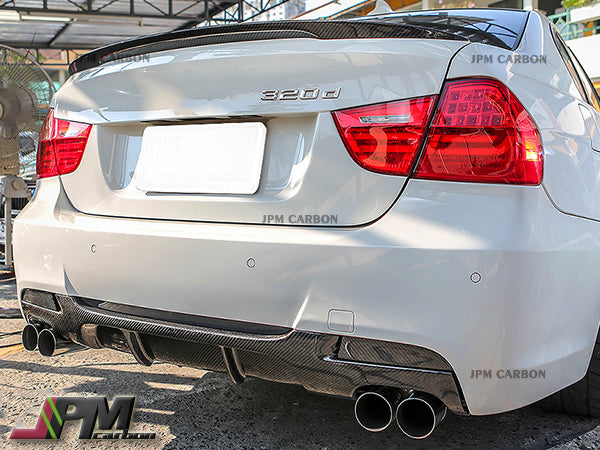 P Style Carbon Fiber Rear Diffuser (For Quad Tips) Fits For 2006-2011 BMW E90 M-Sport Only