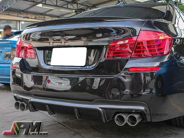 V Style Carbon Fiber Rear Diffuser (For Quad Exhaust Tips) Fits For 2011-2015 BMW F10 5-Series M-Sport Only