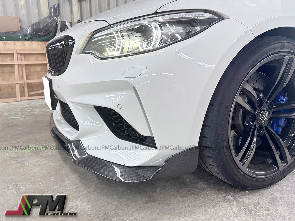 V Style Carbon Fiber Front Bumper Add-on Lip Fits For 2019-2021 BMW F87 M2 Competition Only