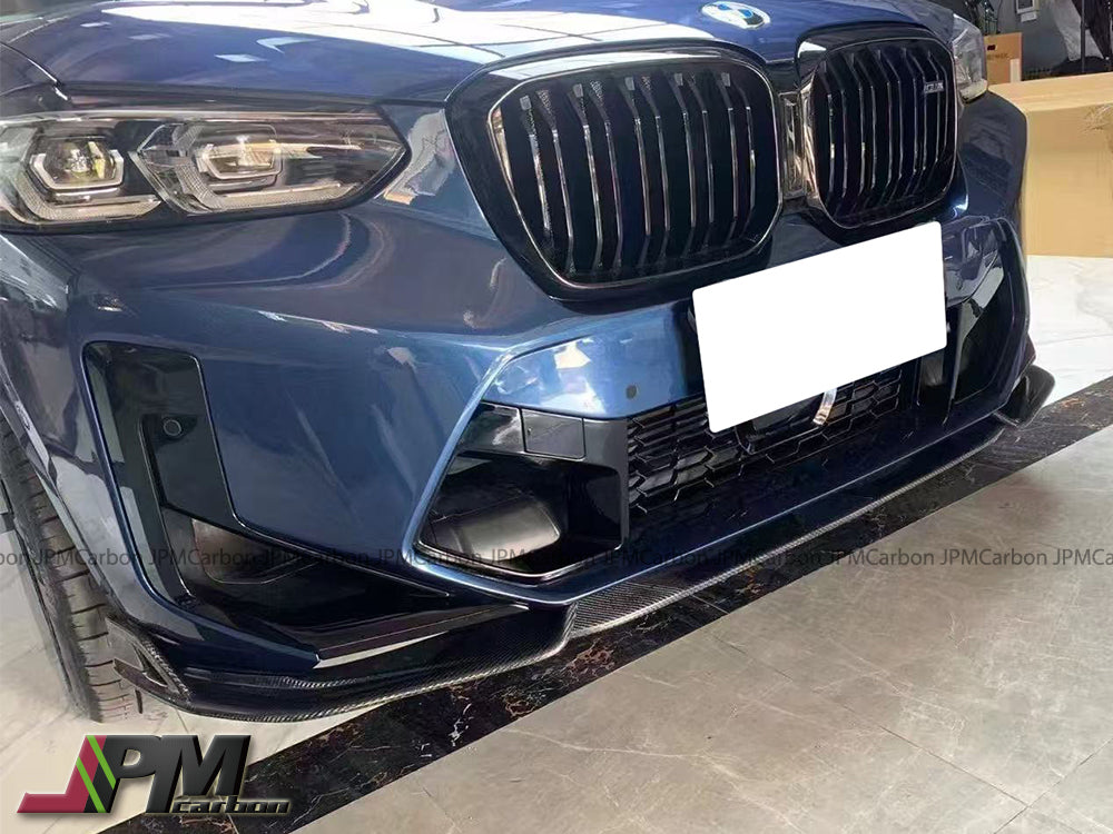 AE Style Carbon Fiber Front Add-on Lip (3pcs) Fits For 2022-2025 BMW F97 LCI X3M / F98 LCI X4M