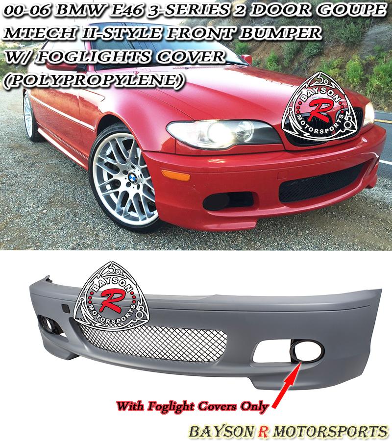 M-Tech II Style Front Bumper with Front Fender Support Bracket For 2004-2006 BMW 3-Series (2Dr, E46)