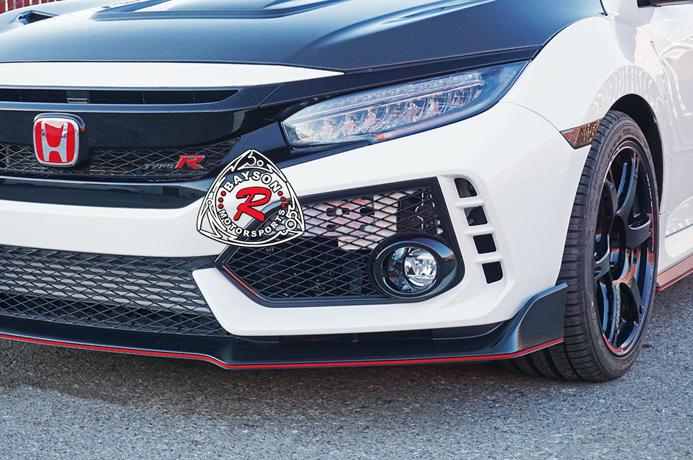Open Mesh Fog Light Covers (Gloss Black) For 2017-2021 Honda Civic Type R (FK8)