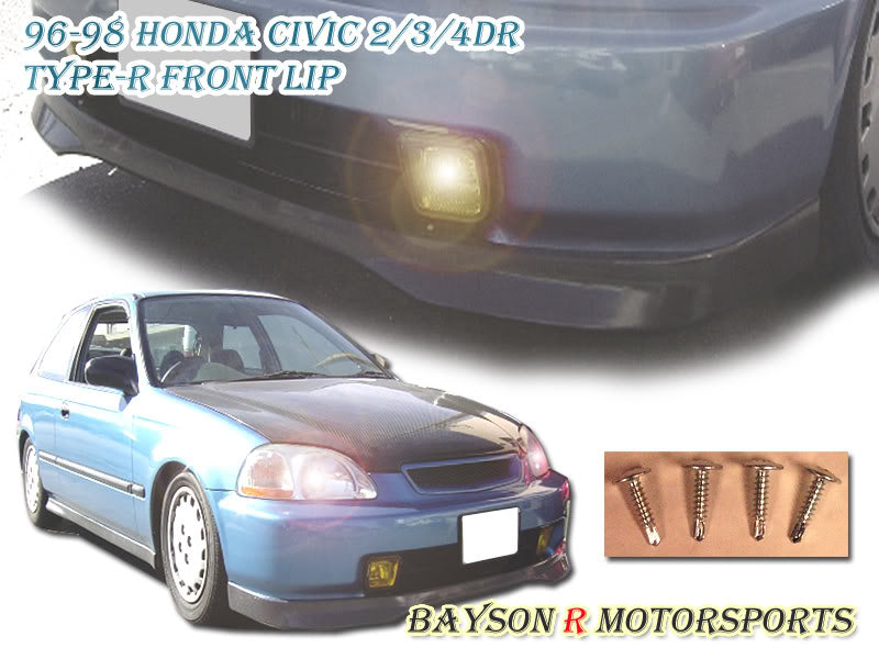TR Style Front Lip For 1996-1998 Honda Civic (2Dr Coupe/3Dr Hatchback/4Dr Sedan)