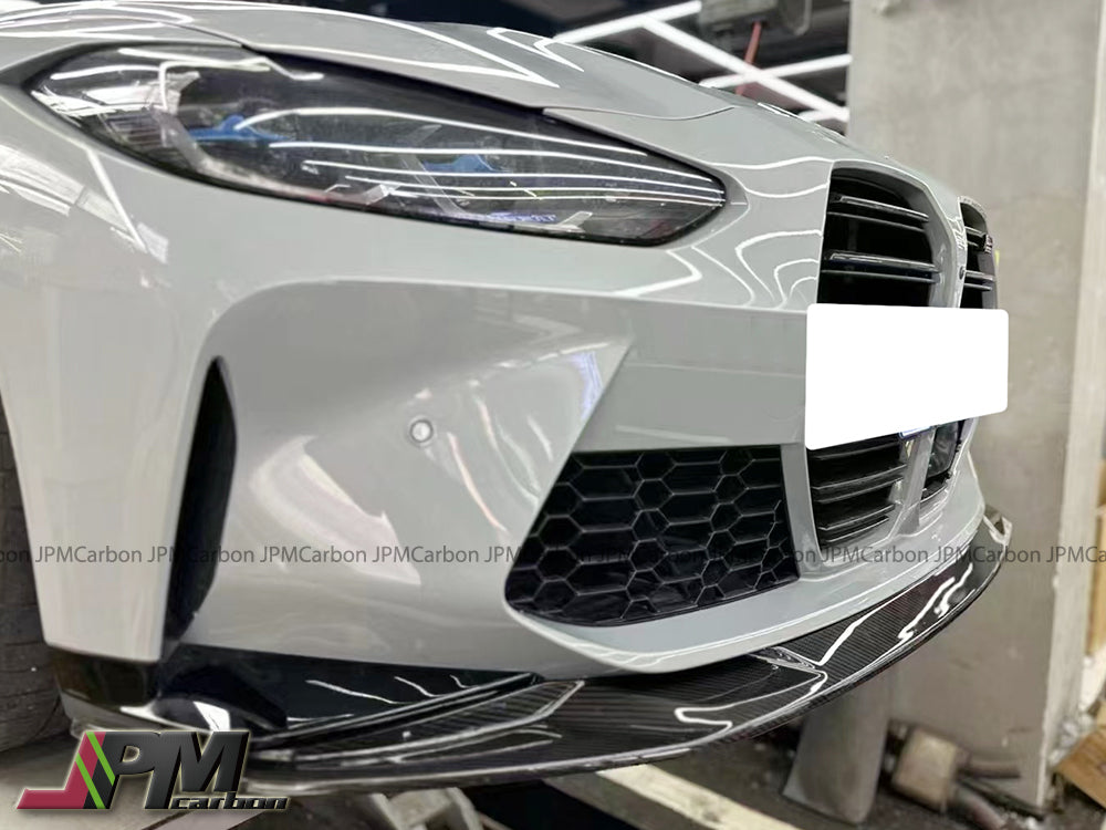 R4 Style Carbon Fiber Front Bumper Add-on Lip Fits For 2020-2024 BMW G80 M3 / G82 M4 Only