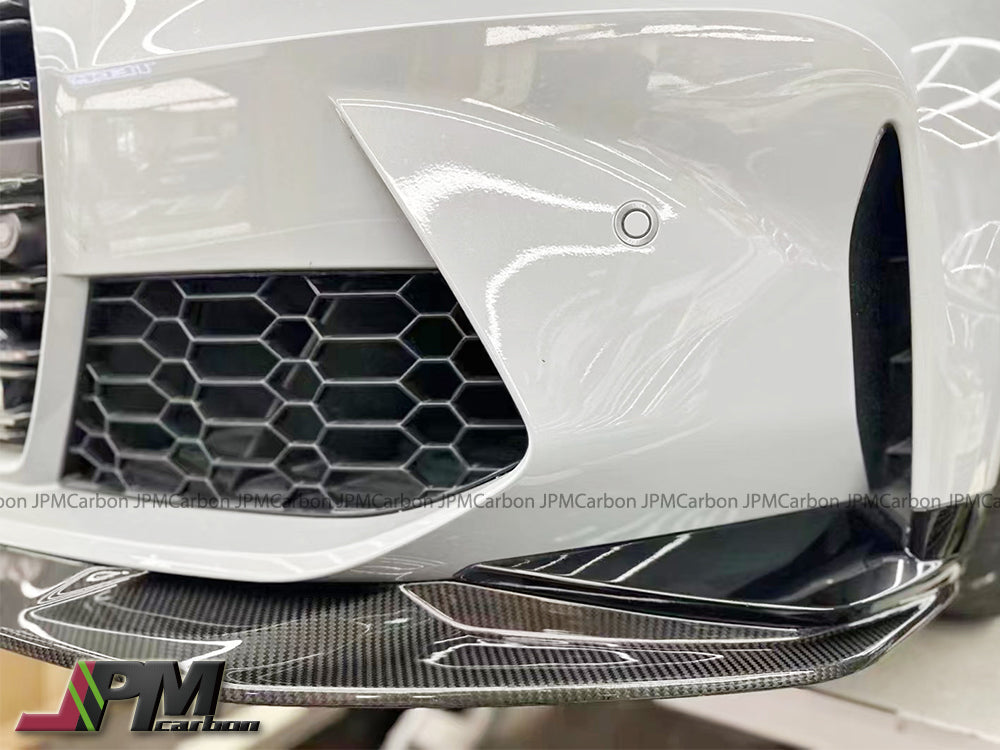 R4 Style Carbon Fiber Front Bumper Add-on Lip Fits For 2020-2024 BMW G80 M3 / G82 M4 Only
