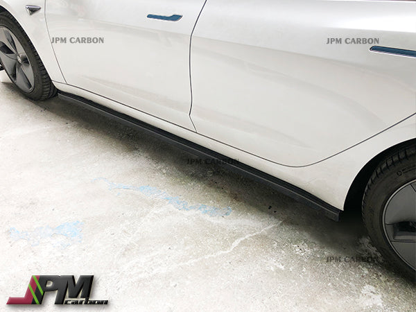 MX Style Carbon Fiber Side Skirt Add-on Lips Fits For 2017-2023 Tesla Model 3 Only