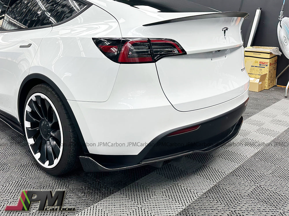 DP Style Carbon Fiber Rear Add-on Diffuser Fits For 2020-2024 Tesla Model Y Only