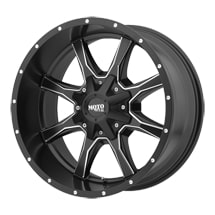 ~(29 lbs. 20X20X11)~ MOTO METAL 970 MO970 Satin Black BLACK W MILLED SPOKES 17 x 8 Bolt Pattern: 5X5.0/5.5 Offset: 00