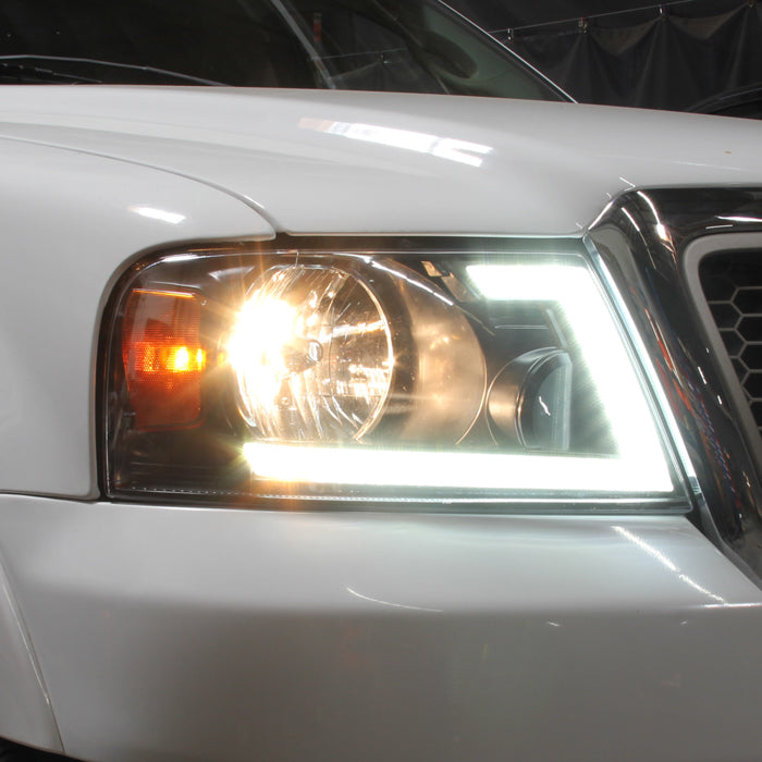 SPYDER xTune 04-08 Ford F150 S/B LED Sig w/DRL Crystal Headlights - Black (PRO-JH-FF15004-LED-SB-BK) 9950216