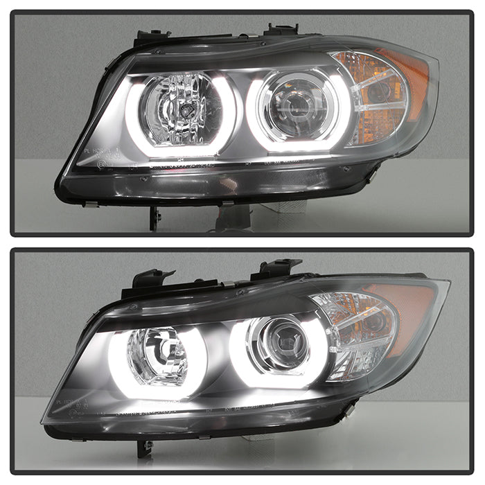 06-08 E90 AFS HID Projector Headlights, Black, Spyder 5083838