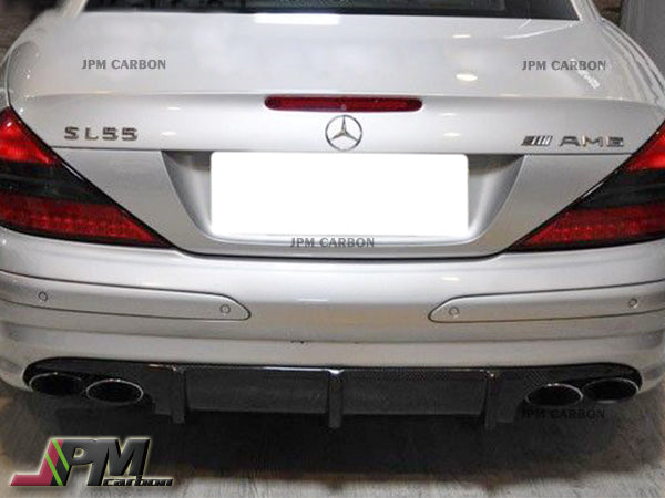 AMG Style Carbon Fiber Rear Diffuser (For Quad Tips) Fits For 2003-2008 Mercedes-Benz R230 SL55 AMG Only