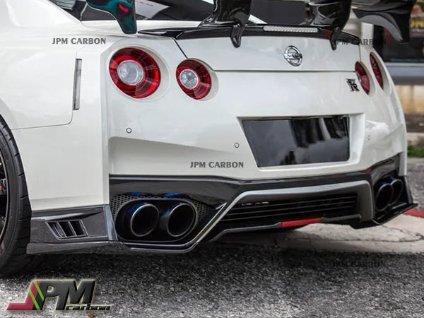 VR Style Carbon Fiber Add-on Rear Splitter Lips Fits For 2017-2021 Nissan R35 GT-R Only