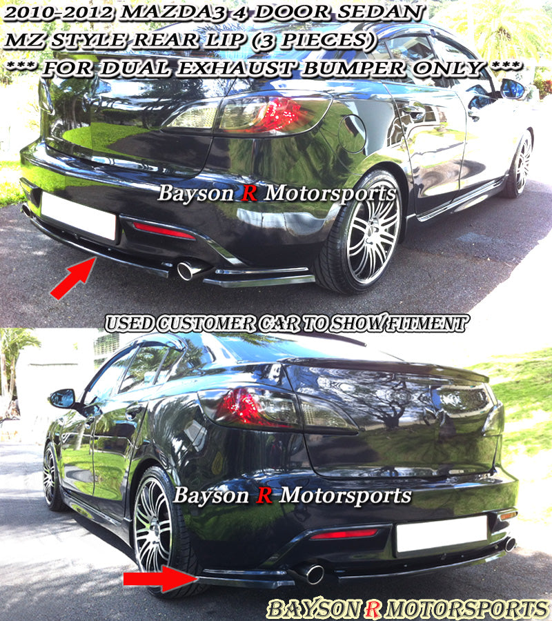 MS Style Rear Lip (Dual Exhaust) For 2010-2012 Mazda-3 (4Dr Sedan)