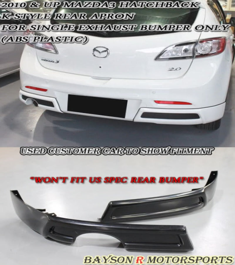 K Style Rear Aprons (Single Exhaust) For 2010-2012 Mazda-3 (5Dr Hatchback)