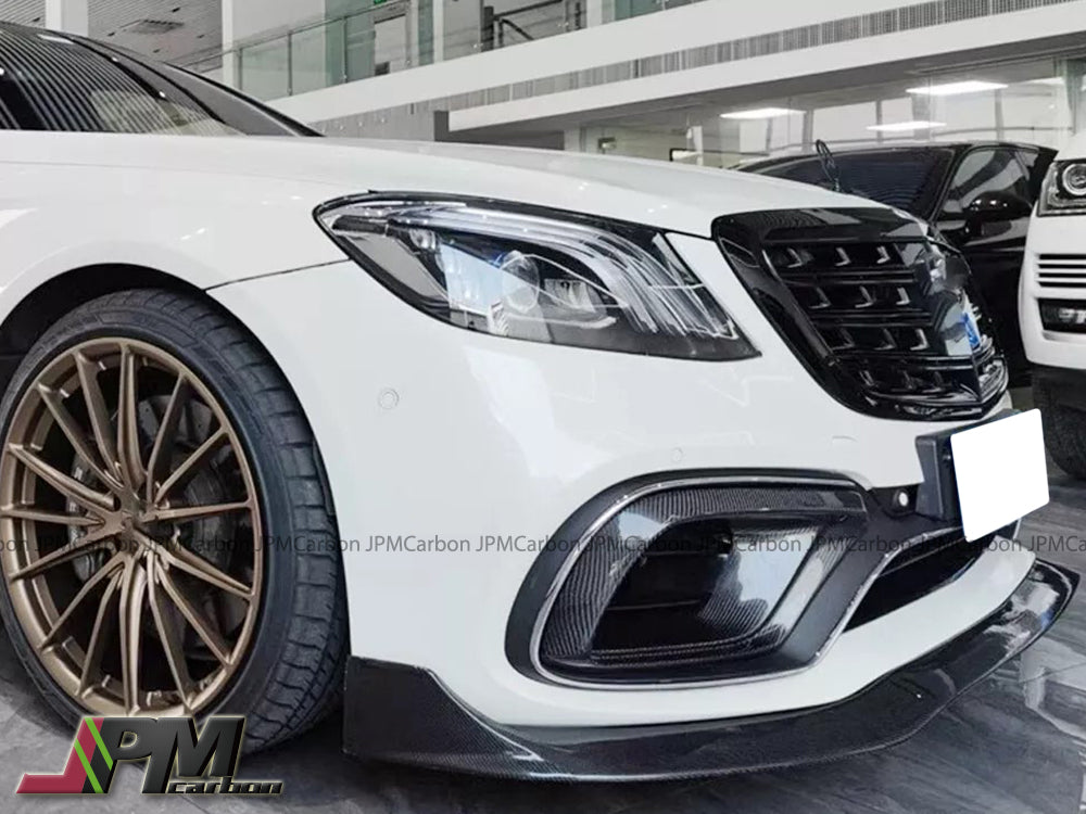 B Style Carbon Fiber Front Lip Fits For 2018-2020 Mercedes-Benz W222 Facelift S63 S65 Only