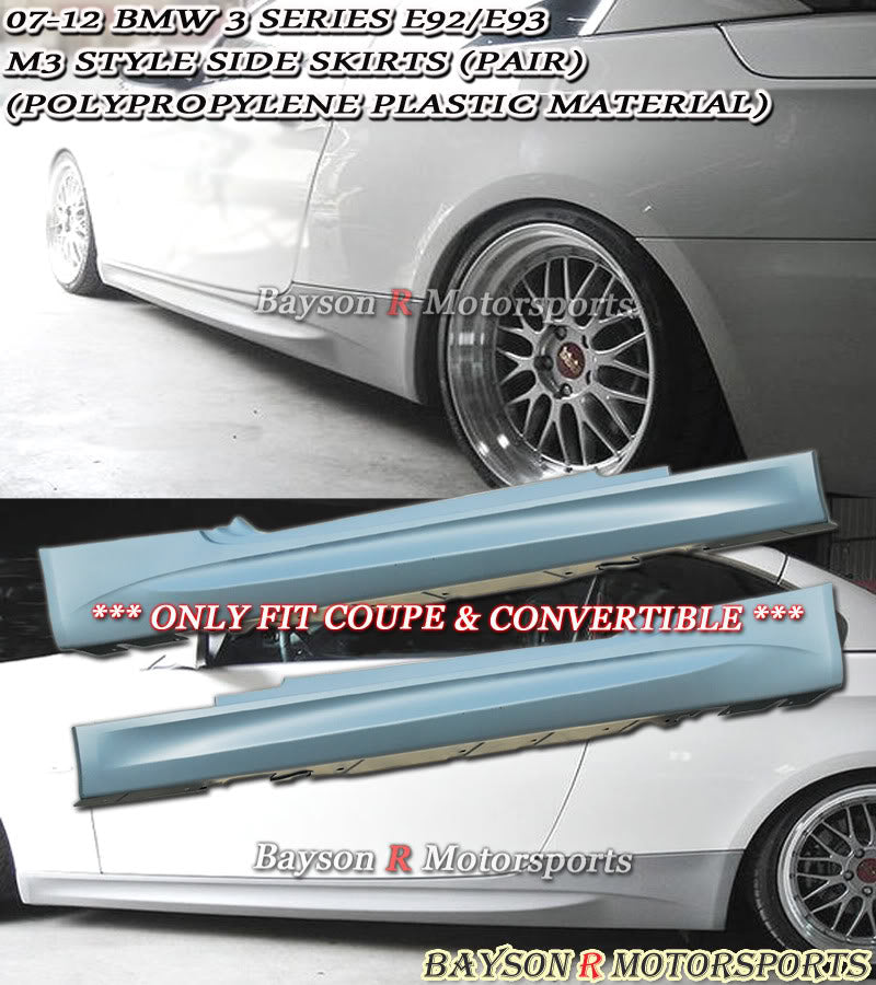 M3 Style Side Skirts For 2007-2013 BMW 3-Series (E92/E93)