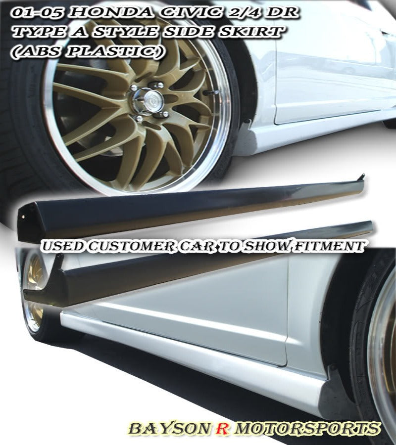 RS Style Side Skirts For 2001-2005 Honda Civic (2Dr Coupe/4Dr Sedan)