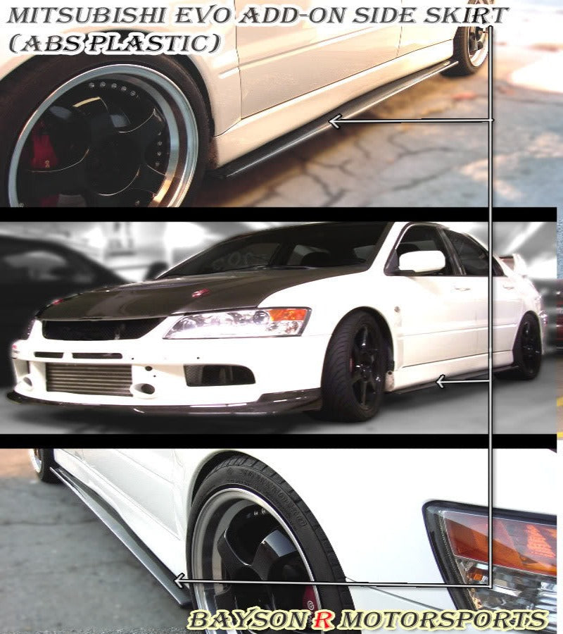 Add-On Side Skirts For 2001-2007 Mitsubishi Evolution-7/8/9