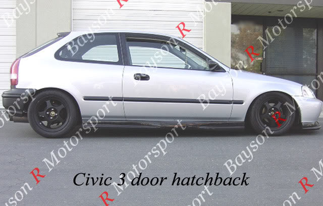 MU Style Side Skirts For 1992-2000 Honda Civic (2Dr Coupe/4Dr Sedan, 1996-2000 3Dr Hatchback)