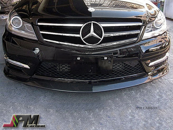 CS Style Carbon Fiber Front Bumper Add-on Lip Fits For 2012-2014 Mercedes-Benz W204 C204 Facelift C-Class with AMG Sport Package Only