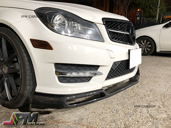 V Style Carbon Fiber Front Bumper Add-on Lip Fits For 2012-2014 Mercedes-Benz W204 C204 Facelift C-Class with AMG Sport Package Only