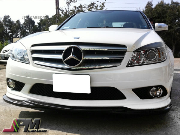 GH Style Carbon Fiber Front Bumper Add-on Lip Fits For 2008-2011 Mercedes-Benz W204 Pre-facelift C-Class Sedan with AMG Sport Package Only