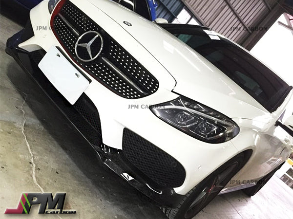 CS Style Carbon Fiber Front Bumper Add-on Cover Lip Fits For 2015-2018 Mercedes-Benz W205 Pre-facelift C-Class with AMG Sport Package Only