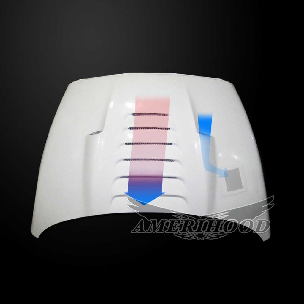 AmeriHood - Dodge Ram 1500 2002-2008 Type-TS Style Functional Heat Extractor Ram Air Hood