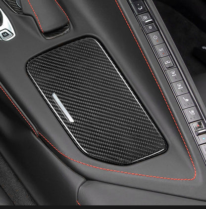 20+ Corvette C8 Platinum Series Dry Carbon Fiber Cupholder Cover w/ Gloss Finish by CPG