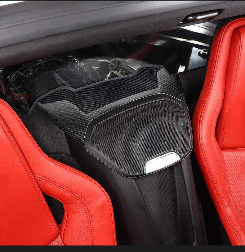 20+ Corvette C8 Platinum Series Dry Carbon Fiber Waterfall Speaker Upper Cover w/ Gloss Finish by CPG