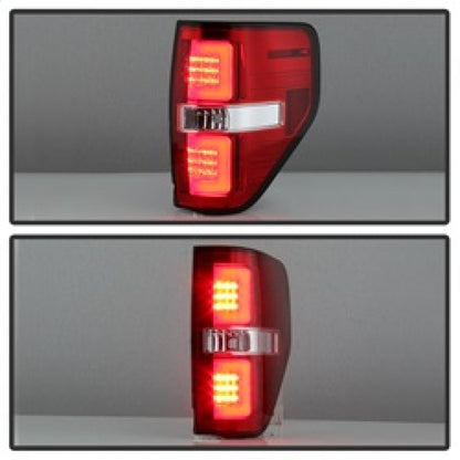 Spyder 09-14 Ford F150 V2 Light Bar LED Tail Lights - Red Clear (ALT-YD-FF15009V2-LBLED-RC) 5084224