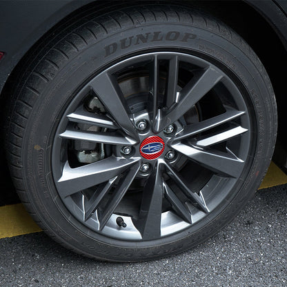 JDMuscle [22-25 WRX] P&S Series Carbon Fiber Wheel Center Cap Covers 4 PC | Black Carbon Fiber/ Red Carbon Fiber