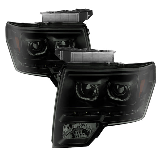 SPYDER Xtune Ford F150 09-14 Projector Headlights Halogen Model LED Halo Black Smoke PRO-JH-FF15009-CFB-BSM 9032233