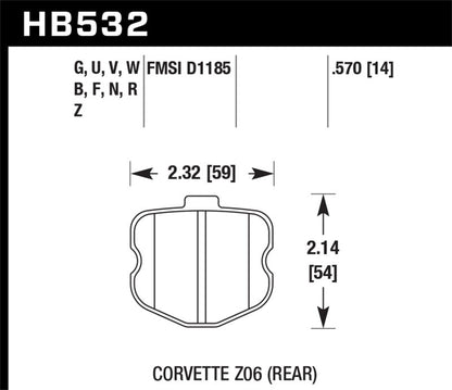 Hawk 06-10 Chevy Corvette (OEM Pad Design) Rear HPS Street Brake Pads