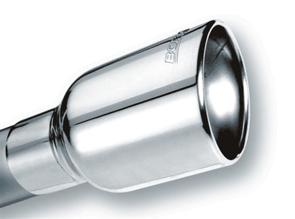 Borla Universal Polished Tip Single Oval Rolled Angle-Cut w/Clamp (inlet 2 1/2in. Outlet 4 1/4 x 3 1 20155