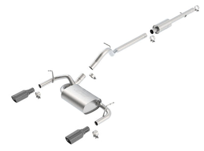 Borla 12-16 Jeep Wrangler 3.6L AT/MT 4DR 4WD S SQ RL AC SR 2.5in 2in TIP 3.5inx3.28in Black Chrome 140459BC