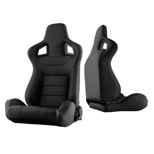 SPYDER Xtune Scs Style Racing Seat Pu (Double Slider) Black/Black Driver Side RST-SCS-01-BK-DR 9933851