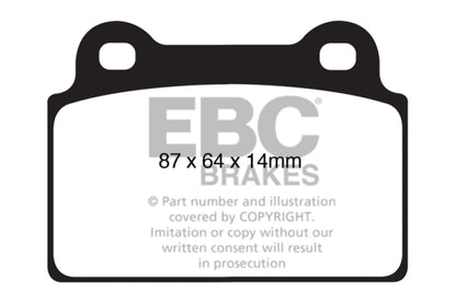 EBC 08-16 Mitsubishi Lancer Evo 10 2.0 Turbo (1 piece rotor) Redstuff Rear Brake Pads