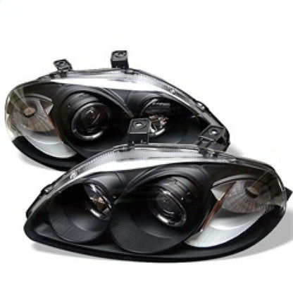 Spyder Honda Civic 96-98 Projector Headlights LED Halo Amber Reflector Blk PRO-YD-HC96-AM-BK