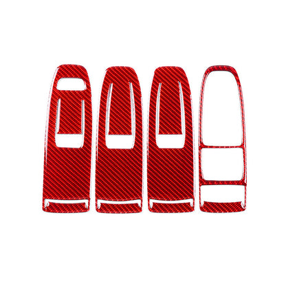 JDMuscle [22-25 WRX] P&S Series Carbon Fiber Window Switch Trim Covers 4 PC | Black Carbon Fiber/ Red Carbon Fiber