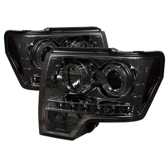 Spyder Ford F150 09-14 Projector Headlights Halogen Model- LED Halo LED Smke PRO-YD-FF15009-HL-SM 5010254