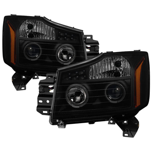 SPYDER xTune Nissan Titan 04-15 Projector Headlights - LED Halo - Black Smoked PRO-JH-NTI04-LED-BSM 5082282
