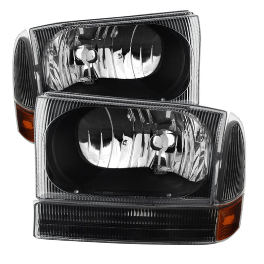 SPYDER Xtune Ford F250/350/450 Superduty 99-04 Crystal Headlights w/ Bumper Lights HD-JH-FF25099-AM-BK 9025402